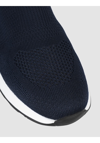 Cabani Erkek Lacivert Triko Hakiki Deri Yazlık Slip-on Ayakkabı