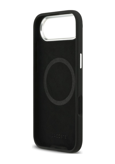 Apple Uyumlu iPhone 17 Air Kılıf Lacoste Lisanslı M-safeli İkonik Logo Metal Kamera Çerçeveli Silikon Kapak Siyah Siyah