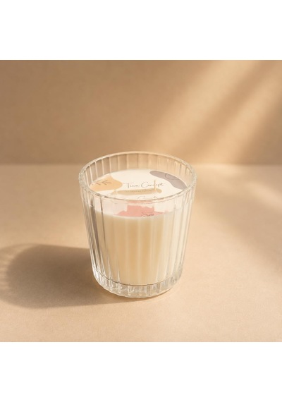 Tr Kokulu Mum - Şeffaf Cam Bardak Vanilya Kokulu Mum %100 Doğal Soya Mumu 210g, Vanilya Diğer