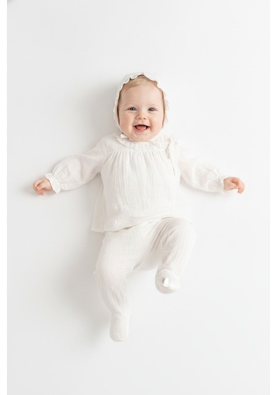 Tiffany Baby & Kids Müslin Newborn Pure Tasarımlı 3lü Zıbın Set ekru