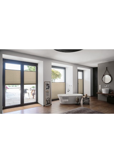Perdema Yapışkanlı Blackout Plise Karartma Cam Balkon Perdesi - Ofis Perdesi - Mutfak Perdesi - Salon Krem V02