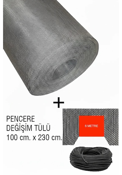 Kapı Sineklik Fiberglas Değişim Tülü 100x230 & 6m Sineklik Fitili 100x230 + 6m