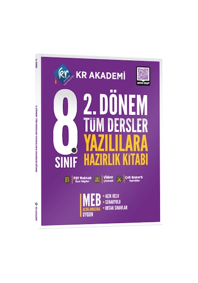 8. Sınıf 2. Dönem Tüm Dersler Yazılılara Hazırlık Kitabı Kr Akademi Yayınları
