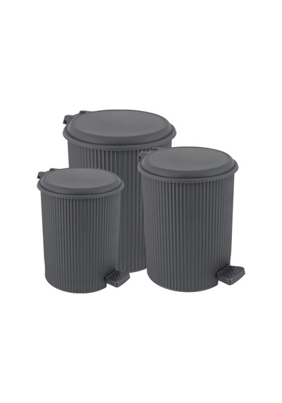 Omnipazar Elf-n320 Nostalji 3 Boy Plastik Pedallı Çöp Kovası Antrasit 116 Antrasit