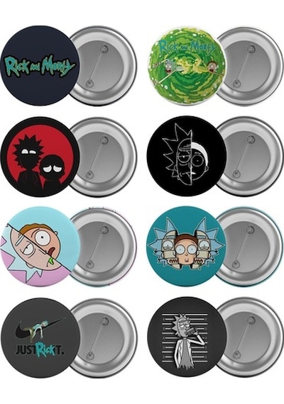 Rick And Morty Çanta Rozeti Seti 8 Adet En Büyük Boy 5.8Cm Iğneli