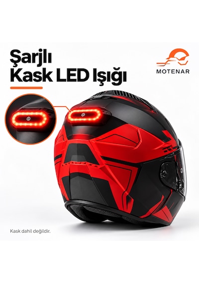 Motenar Kask Arkası Led Uyarı Işığı Usb Şarjlı Modlu 1 Adet