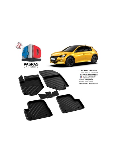 Peugeot 208 4d Araca Özel Havuzlu Kauçuk Paspas 2019 Üzeri