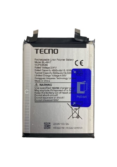 Tecno Camon 30 Pil Batarya Bl-49vt 5000 Mah Senalstore