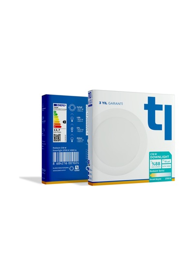 Redeem C18W Downlight, Titreşimsiz, Göz Konforu, 1458 Lümen, Sıcak Beyaz, 2700 Kelvin Beyaz