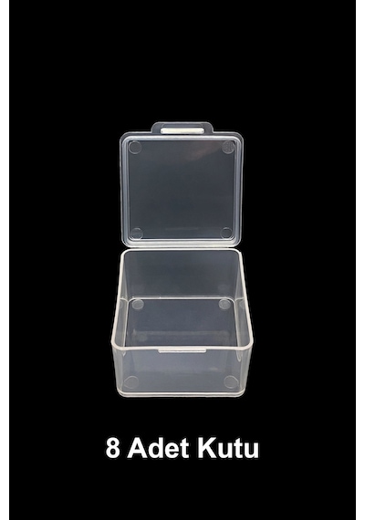 Plastik Şeffaf Küçük Kutu 4.5 x 4.5 x 2.5 CM 8 Adet Şeffaf