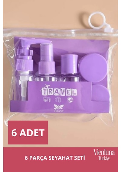 Premium Ürün Özel Çantalı Taşınabilir Tatil Seyahat Plaj Deniz Makyaj Krem Sprey Banyo Seti 6 Parça