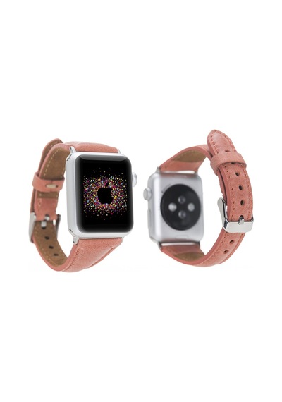 Bouletta Apple Uyumlu  Watch Ince Deri Kordon 38-40-41 MM Mercan