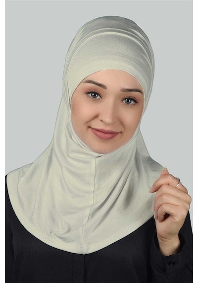Altobeh İkili Set Pratik Eşarp Hazır Türban ve Hijab Tesettür Bonesi - Krem