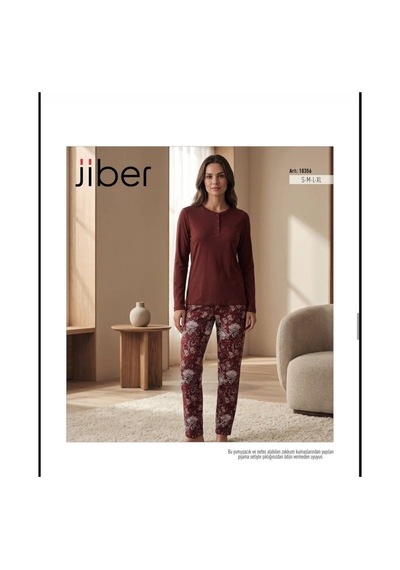 Jiber 10356 Kışlık Pijama Takımı Kahverengi