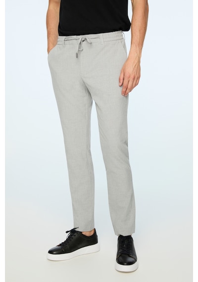 Morven Erkek Gri Poliviskon Trend Düz Slim Fit Jogger Pantolon 26ms003040100 Gri