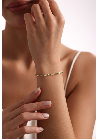 Sembol Gold Kral Bileklik Altın 3 MM T13635 Sarı Altın
