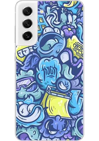 Samsung Galaxy S21 Fe Uyumlu Şeffaf Kılıf Graffiti 9 Tasarımlı