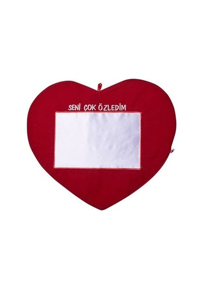 Sublimasyon Kırmızı Kalp Yastık - Seni Çok Özledim