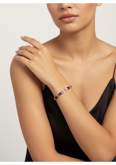 Valmont Accessories Kadın Gold Renk Çok Renkli Baget Taşlı Bileklik