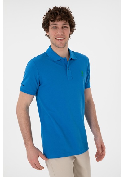 U.S. Polo Assn. Erkek Slim Fit Polo Yaka Kobalt Basic Tişört 50298041-VR077