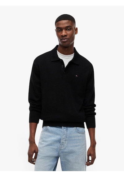 Tommy Hilfiger Tjm Slım Essentıal Polo Sweater Erkek Siyah Kazak - Dm0dm20304