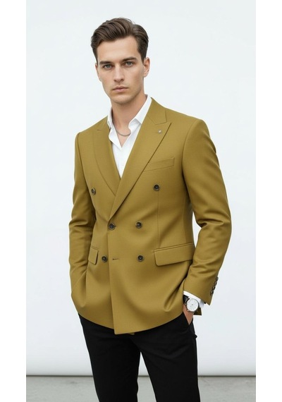 Plus Scorpion Gold Düğmeli Kruvaze Erkek Blazer Ceket Premium Kumaş, Slim Fit Şıklık Camel Plus Scorpion Gold Düğmeli Kruvaze Erkek Blazer Ceket Premium Kumaş, Slim Fit Şıklık Camel