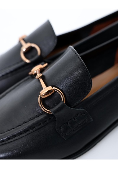 Siyah Deri Loafer 34306-Siyah