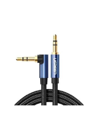 90 Derece L Tipi 3.5 Mm Aux Ses Kablosu Mavi 2 Metre