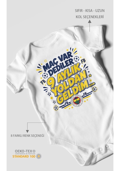 Morivokids Maç Var Dediler Yazılı Kısa Kollu Bebek Body %100 Pamuk Zbn277-kk Beyaz