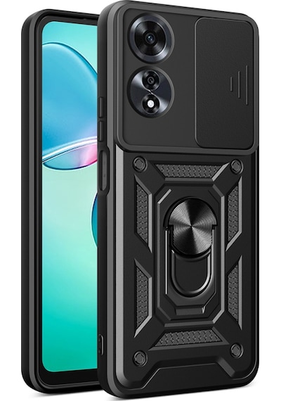 Nihcase Oppo A60 Kılıf Magnetik Standlı Kamera Korumalı Slide Sürgülü Cover Kapak