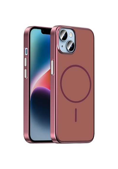 Apple iPhone Uyumlu 15 Kılıf M-safe Şarj Özellikli Zore Lora Pc Kapak - Mürdüm