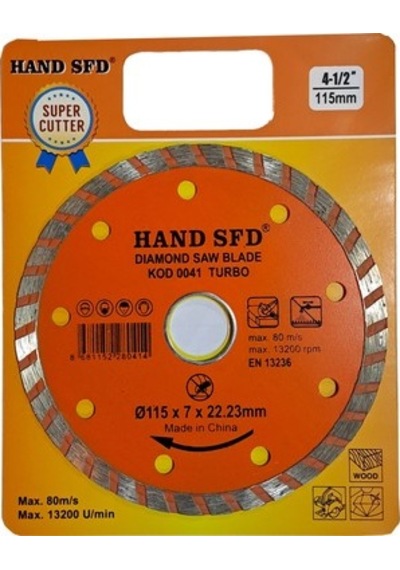 Hand Sfd Elmas Testere Kod:0041 Turbo - Granit Kesici - Mermer Kesici 4-1/2" - 115 Lik