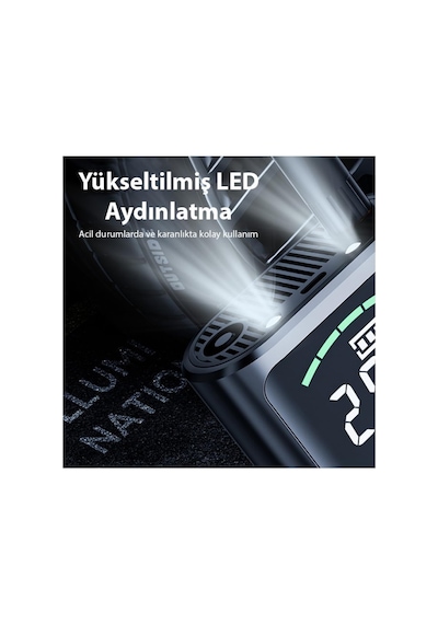 Auhma Hava Pompası Kompresörü, 150 Psı Dijital Göstergeli Oto Kompresör, Araba, Motosiklet, Bisiklet Ve Top İçin,