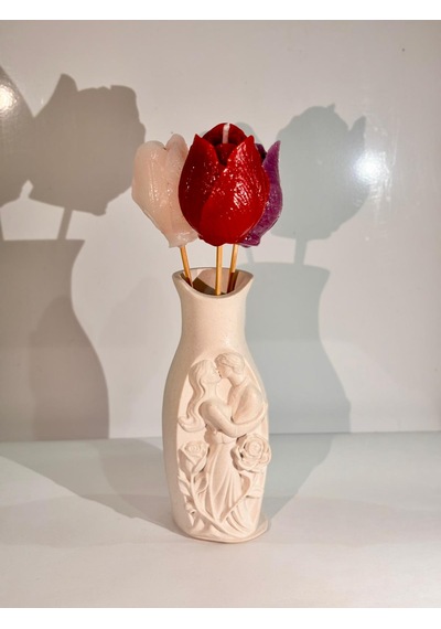 Tulip Bouquet-romantik-el Yapımı Mum Kırmızı-mor Beyaz