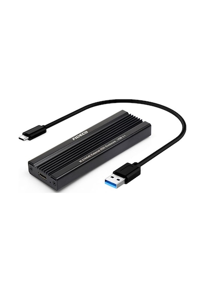 Fideco USB 3.1 Gen2 Type-C to M.2 PCIe NVMe SSD Harddisk Kutusu Siyah