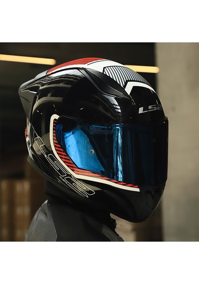 Mavi Cam + Ls2 Rapid 2 Race Extra Kask Beyaz - Kırmızı