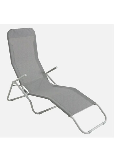 Katlanır Metal Şezlong, Havuz Şezlong Açık Gri