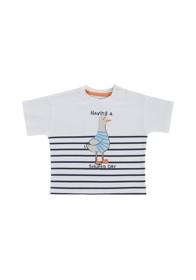 Civil Baby Martı Baskılı 3-12 Ay Tişört - Beyaz