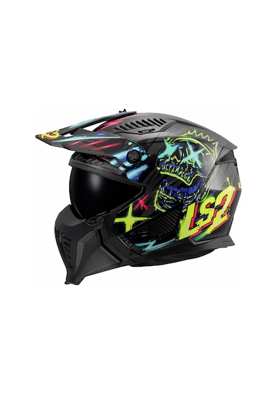 Ls2 Drıfter Rayz Siyah Mavi Vizör Kask Siyah