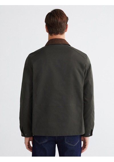 Lcwaıkıkı Classic Haki Kadife Yaka Gabardin Erkek Ceket