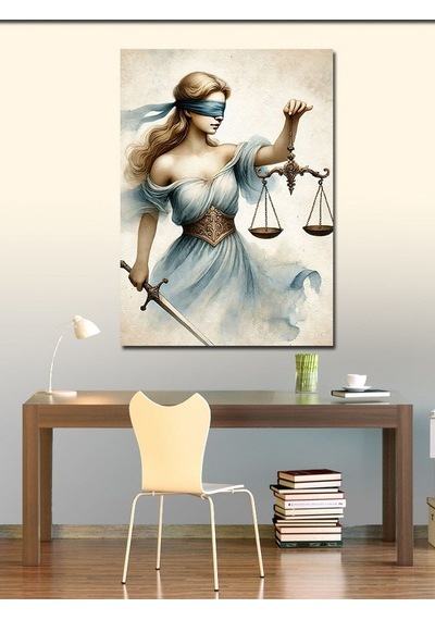 Kanvas Tablo Adalet Kadını Ve Terazi 70cmx100cm