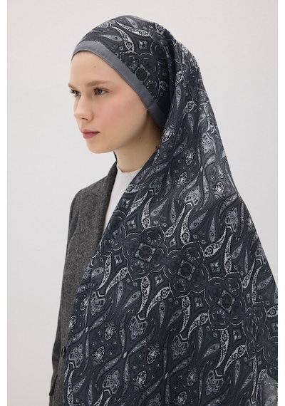 Mirsoy Scarf Rüya Pamuk Etnik Desen Şal Gri