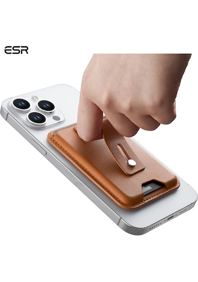 Esr Halolock Magsafe Uyumlu Ayarlanabilir 3 Kartlık Yüzüklü Suni Deri Cüzdan - Caramel Brown Karamel Kahve Açık Kahverengi