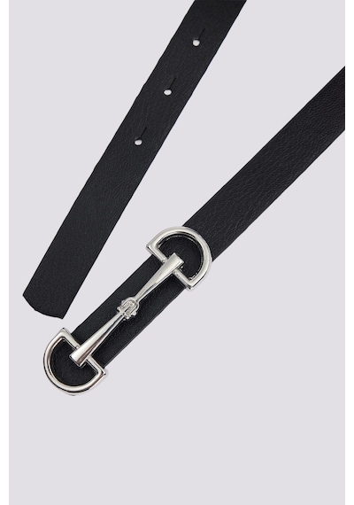 Tudors Kadın Modern Gümüş Renk Metal Tokalı110 Cm Standart Beden Siyah Kadın Kemer -51469
