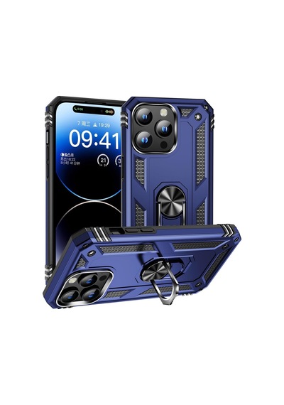 Apple Uyumlu iPhone 15 Pro Max Kılıf Vega Yüzüklü Standlı Zırh