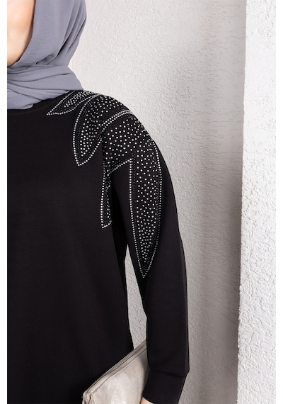 Hira Life Fashion Moda Efsa Kadın Siyah Tesettür Giyim Zarif Taş Detaylı Tunik & Pantolon İkili Takım Siyah Siyah Hira Life Fashion Moda Efsa Kadın Siyah Tesettür Giyim Zarif Taş Detaylı Tunik & Pantolon İkili Takım Siyah Siyah