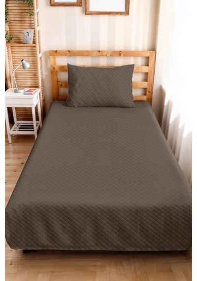 Vizon Minimal Genç Odası Tek Kişilik Pike Takımı - Modern Kapitone 160x220 Cm Yazlık Yatak Örtüsü Siyah