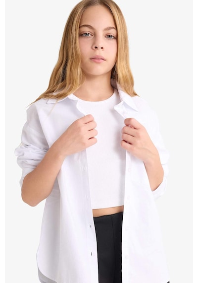 Defacto Kız Çocuk Okula Dönüş Regular Fit Oxford 2li Uzun Kollu Gömlek F9954a825auwt34 Beyaz