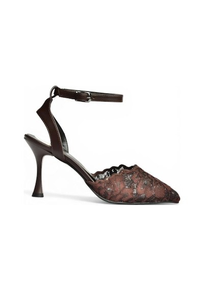 Fox Shoes Y752044206 Kahverengi Dantelli İnce Topuklu Kadın Ayakkabı
