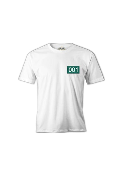 Squid Game - 001 Göğüs Logo Beyaz Erkek Tshirt